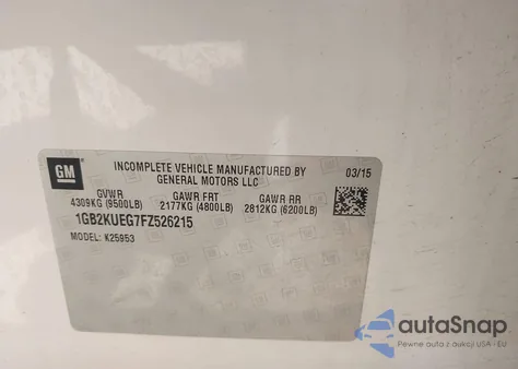 2015 Chevrolet Silverado 2500Hd Wt z USA, uszkodzony, nr VIN 1GB2KUEG7FZ526215